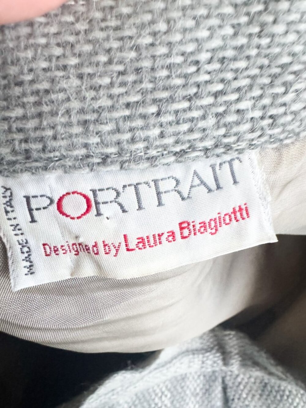 Vintage Portrait by Laura Biagiotti Wool Alpaca Blend Grey White Plaid Skirt S - Picture 4 of 5